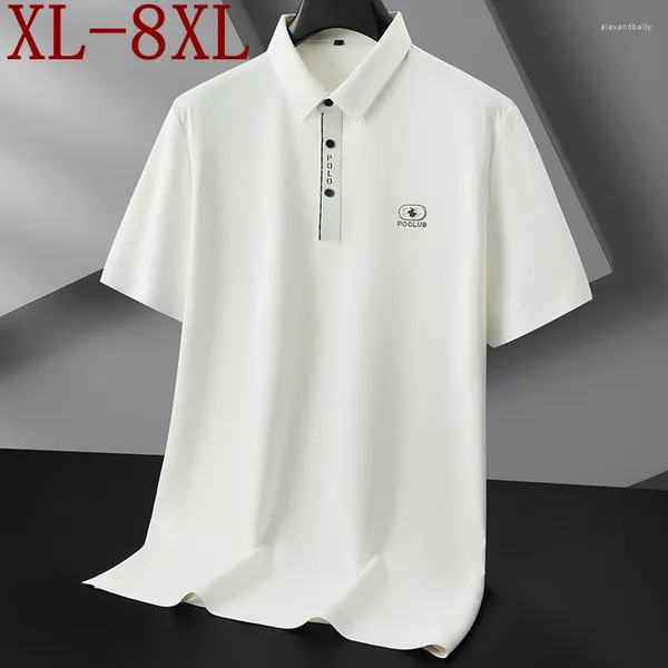 Polos masculinos 8xl 7xl 6xl 2024 verão inglaterra estilo camisa polo masculino topos de luxo camisas masculinas moda solta roupas masculinas