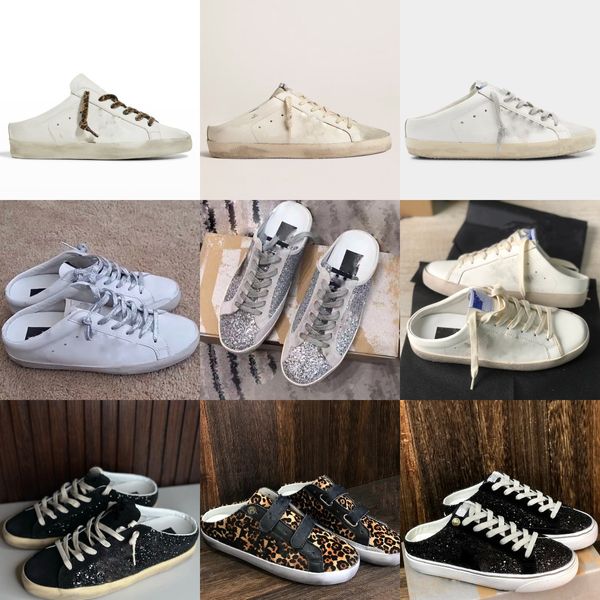 Marca italiana sneaker dorate donne sabot pantofole designer scarpe casual paillettes classiche white do-old Superstar sneaker sandali in pelle sneaker