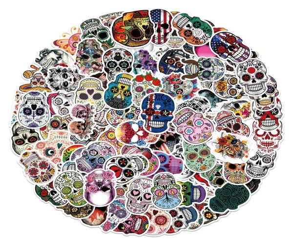 100 pezzi set adesivi impermeabili per skateboard teschi colorati Horror per notebook bottiglia portatile adesivo per auto casco PVC decalcomanie per chitarra9323956