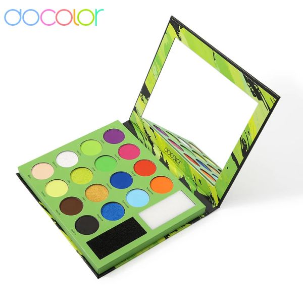 Губная помада Docolor Neon Eyeshadow Palette 16 цветов Палитра для макияжа с чистящими губками Пудра Пигментированная матовая блестящая палитра для глаз