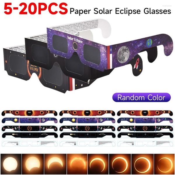 Flores decorativas de 5/10/20pcs papel solar eclipse Óculos anti-UV protegem os olhos de cor aleatória ao ar livre