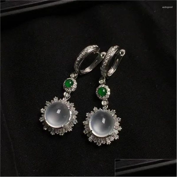 Dangle Kronleuchter Ohrringe Einfache Mode weiße Mondlicht Edelstein Stein Jade Blumen transparent klares reines Mädchen Temperament Romance Je dhnqk