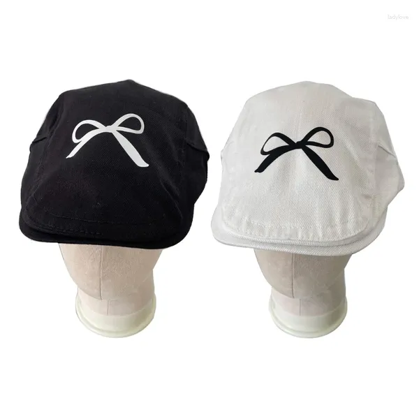 Berets Japonês Chapéu Fino para Meninas Pintor de Moda Bordado Bowtie Adolescentes Menina 2000s Cabbie Headwear