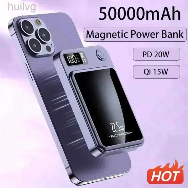 Celular Power Banks 50000mAh Magnetic Qi Wireless Charger Power Bank 22.5W Carregamento rápido para iPhone Huawei Mini PowerBank 2443