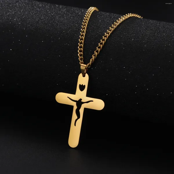 Anhänger Halsketten Kreuz Halskette Jesus Gott Kette Übernatürliche Amulett Christian Geschenk für Frau Mann Edelstahl Mode Schmuck Schmuck