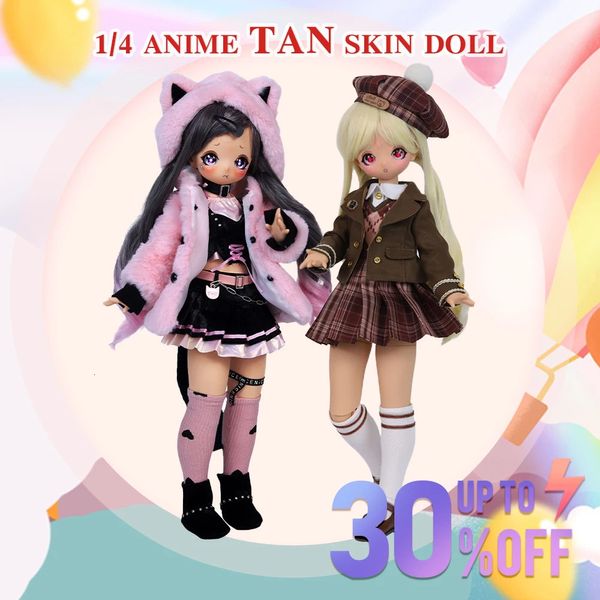 Dream Fairy 14 Puppe Nanako Tan Haut 16 Zoll Ballgelenk Full Set schöner Stil BJD MSD Diy Toy Geschenk für Mädchen 240403