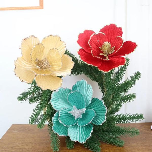 Decoração de festa 21cm Simulação Velvet Christmas Flower Home Tree Setting Pingent Event Decor Acessórios