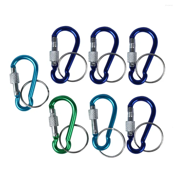 Portachiavi 7 pezzi 5# Chiusura a vite Mini moschettone in alluminio multicolore con portachiavi