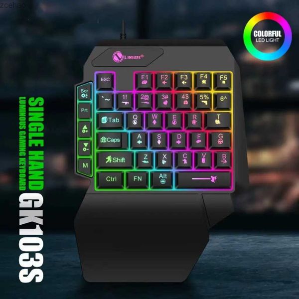 Teclado jogo de teclado keyboard Mini USB Ultra Slim Wired 35 key Handed Backlit Keyboardl2404