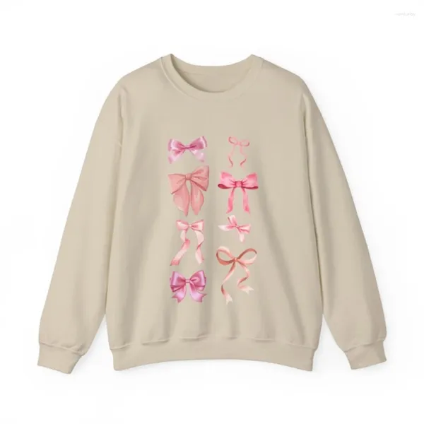 Damen Hoodies Coquette Pink Bow Sweatshirt Y2k niedliche ästhetische Top Ribbon Ballerinatrendy Crewneck Kawaii Girls Hemd Freund Valentine Geschenk