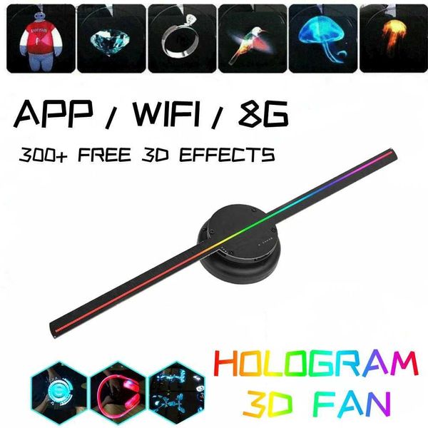 Neuheit Beleuchtung LED-Display 42cm Hologramm 3D-Fan-Projektor Wall-montierte WiFi LED-Zeichen Holographic Player Werbeunterstützung PC-Software YQ240403