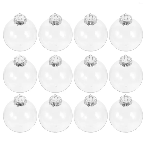 Figuras decorativas Bolas de plástico transparente Ornamento 12pcs Areta de Natal pendurada Bobalhão Suporte de Presente