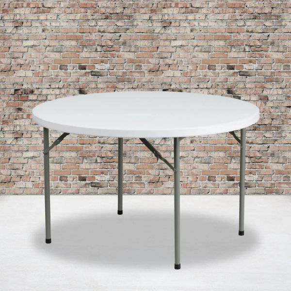 Mobiliário 4 pés redondo granito plástico branco mesa dobrável mesa externa mesa de acampamento conjunto mesa dobrável