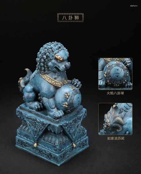 Figurine decorative Rame puro Feng Shui Leone fornisce una grande ricchezza Statua di Pechino Accessori per la decorazione della casa Decorazione di buona fortuna