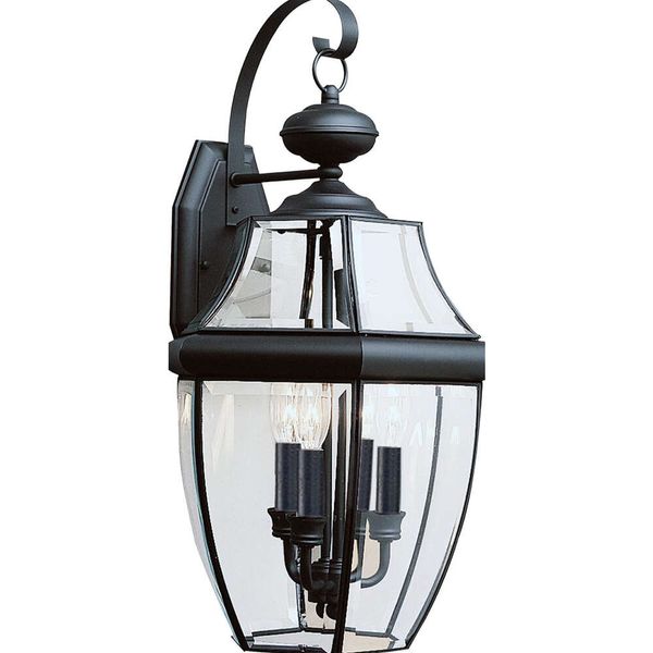 Элегантное и прочное освещение морской чайки 8040-12 Ланкастер открытый настенный фонарь с тремя светильниками в черной отделке - идеально подходит для потребностей на открытом освещении