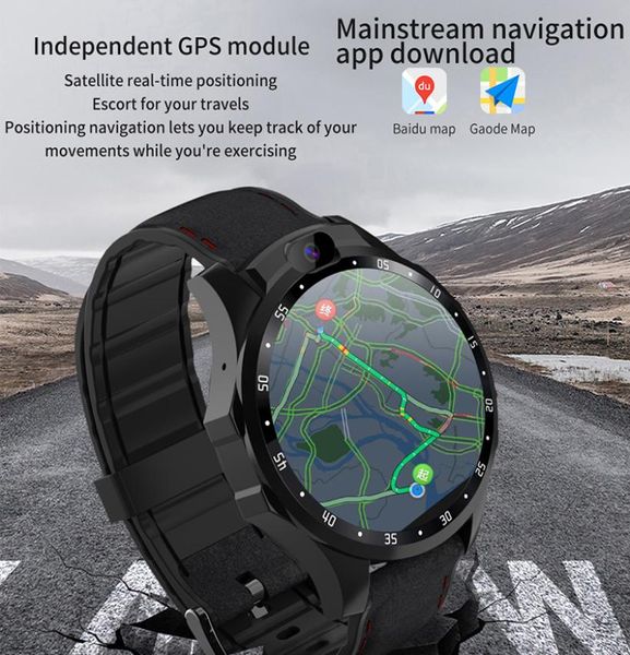 Smartwatch 4G netcom monitor de frequência cardíaca Android 71 HD câmera dupla 16 polegadas IPS tela grande lembrete de mensagem GPS Smart watch7269878