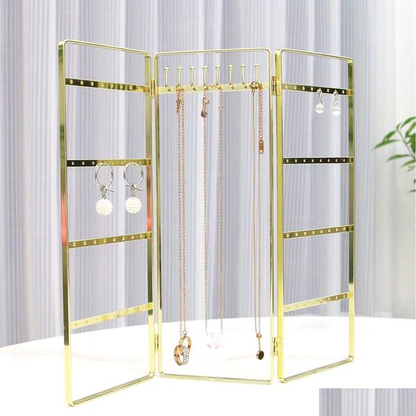 Scatole di gioielli in metallo 3doors s/m/l Orecchini Angh Necklace Shelf Watch Stand Counter Cionspant Display Droplese Dhufw Dhufw