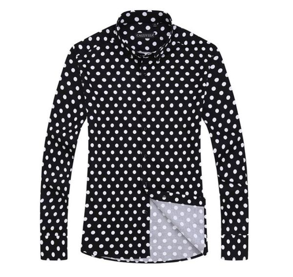 Polka Dot Men Cash Business Dress Shirt Brand Brand maschi a maniche lunghe Slip Fit Silish Social Formale Mens Cotton Clothing6074301