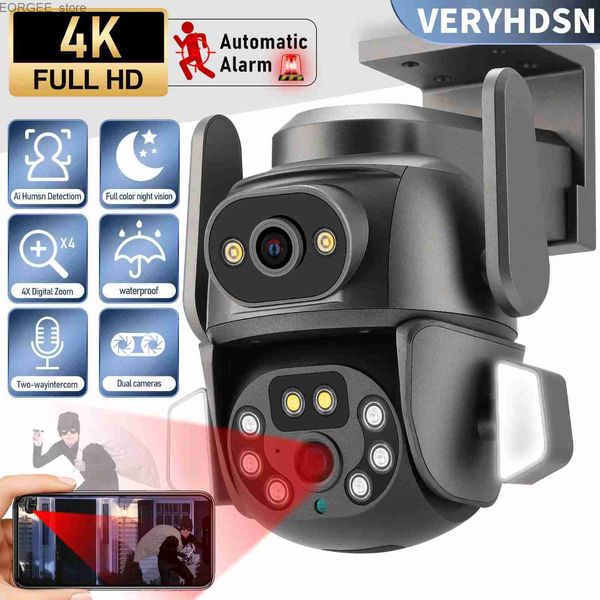 Altre telecamere CCTV VeryHDSN 8MP 4K PTZ IP Camera WiFi 4x Zoom Dual Lens Sicurezza Video Vision Night Vision Night Vision Outdoor Y240403