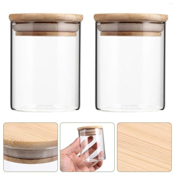 Бутылки для хранения стеклянная банка кухонная банки для уплотнения чай чай запечатанные канистры бамбуковые крышки