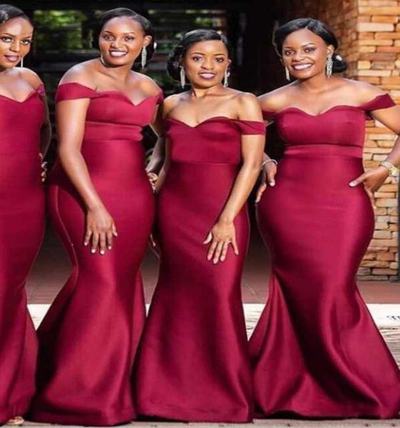 Abiti da damigella nigeriani sexy di lunghi borde burgundy per ragazze nere fuori dalla spalla spazzano il treno Vestitido de Fiesta de boda75733319