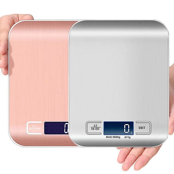 Bilanci della cucina digitale 5 kg da 10 kg1g in acciaio inossidabile in acciaio LCD alimentazione elettronica dieta postale Misura di equilibrio postale strumenti Bilancia 240325