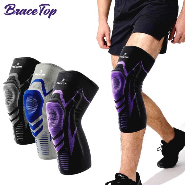 PADS Bracetop 1 PC Knee Brace Patella Protector Silicone Knee Pad Basketball Running Compression Knee Sport Sports Kneepads