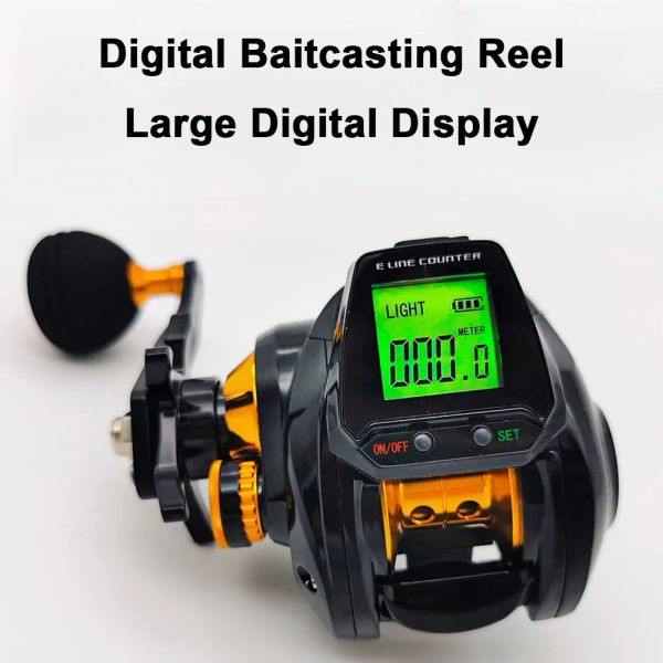Rulli 7.2: 1 bobina di esca da pesca digitale con bancone accurato conti di allarme per morso di grande display o canna da pesca in mare carbone