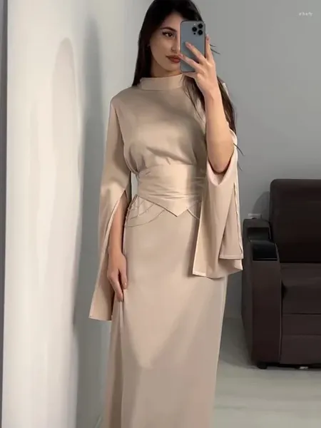 Roupas étnicas Eid Vestido de festa muçulmana Cetina abaya para mulheres Slim Fit Split Sleeve Jalabiya Ramadan Long Dresses Robe Vestidos largos