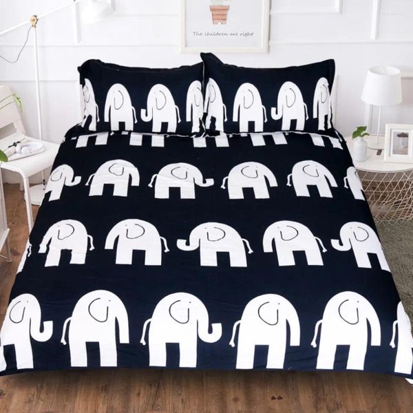 Bedding Sets 3D Duvet Capa Elefante Conjunto de elefante preto ROPA DE CAMA KING Tamanho Animal Bohemian 228x228 Linho de cama