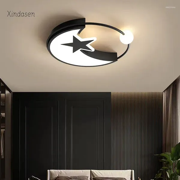 Tavan Işıkları Modern Çocuklar İçin Led Oda Yatak Odası Çalışması Bebek Kreş Karikatür Karikatür Yıldız Moon Chandelier Çocuk Lamba