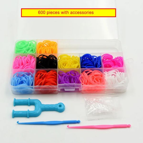 Красочные резиновые полосы Loom Elastic Diy Set Box Girls Girls Gift Taking Bracelet Tool Kit Kit Kids Arts Crafts Toys дети 7 8 10 лет