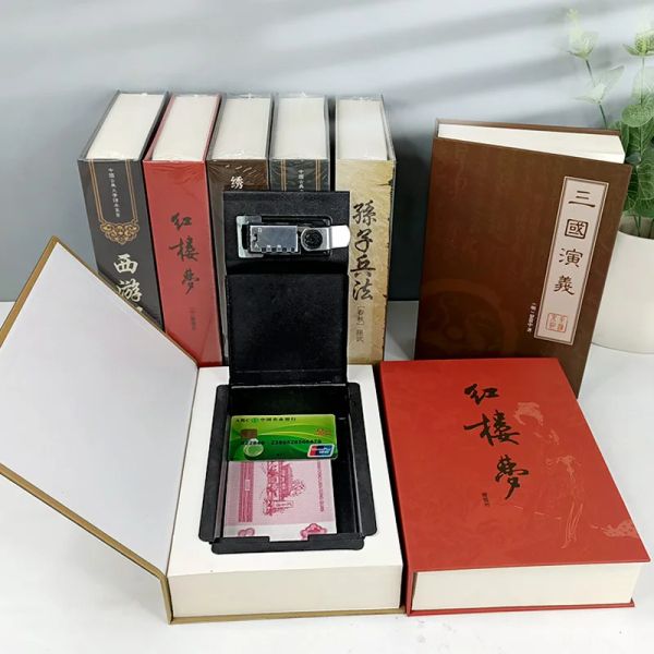 Caixas Livro Chave segura Tipo Tipo Quatro romances chineses famosos Livro escondido Seguro Safe Metal Aço Classic Book Box Box Bank Bank