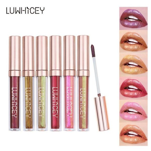 Luwhicey -Kristall -Glühlippenlaser -Holographie -Lippen -Tattoo Liquid Lipstick Meerjungfrau Pigment Glitzer Lipgloss Metallic Makeup5239724