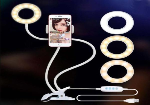 PO Studio Selfie LED -Ringlicht mit Mobiltelefonhalter für YouTube Live Stream Make -up -Kamera -Lampe für iPhone Android2666990