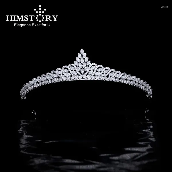 Hair Clips Herstory Small Bridal Weddal Tiara Tiara Full Cubic Zirconia Crown Crystal Band Band Moda Princesa Acessório de Presente de Aniversário