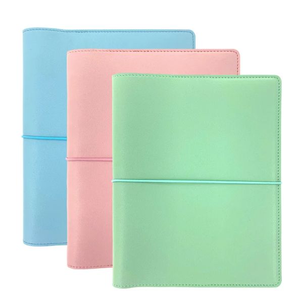 Notebooks 2024 Planejador de cronograma Macaroon Color PVC PVC Couro macio no bloco de protetora Júnior A5 Notebook Pequeno notebook CAPA