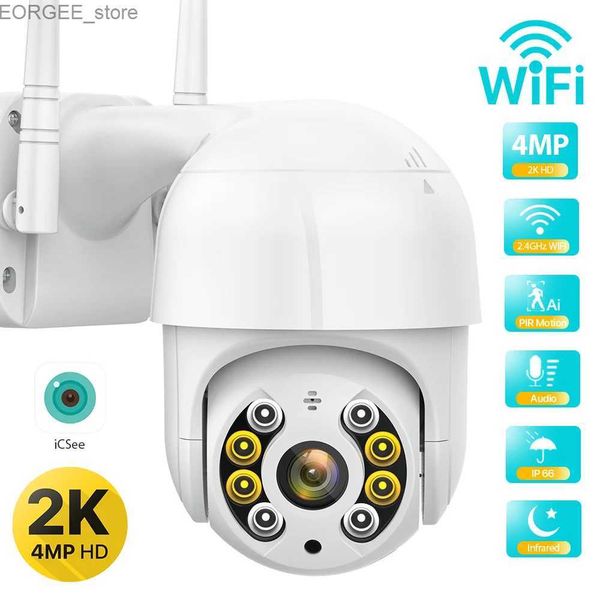 Andere CCTV -Kameras 2K 4MP HD PTZ IP -Kamera Outdoor 2MP Wireless WiFi Camera AI Human Erkennen Sie zwei Wege Audio 1080p Home Security CCTV -Kamera P2P ICSEE Y240403