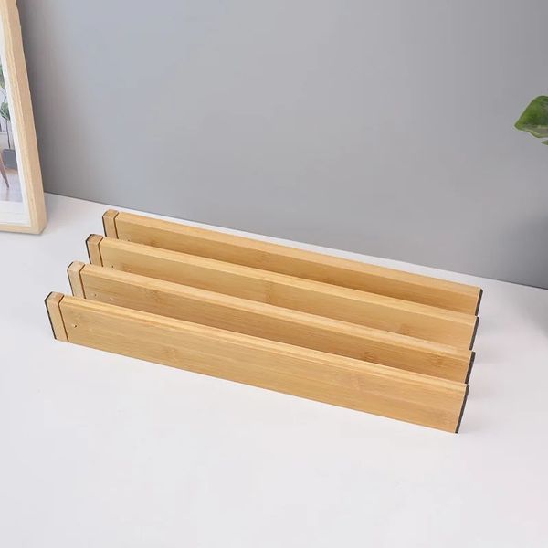 Nuovi divisori di bambù Divisori Cucina Organizzatore di cassetti regolabili Divisori Dispositivi di stoccaggio del vassoio vassoio