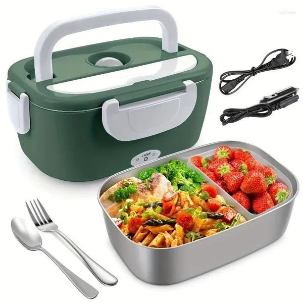 Elektrische Lunchbox-Heizung, auslaufsicher, tragbar, 12 V/110 V, für Zuhause und am Arbeitsplatz, abnehmbarer Behälter aus Edelstahl 304.