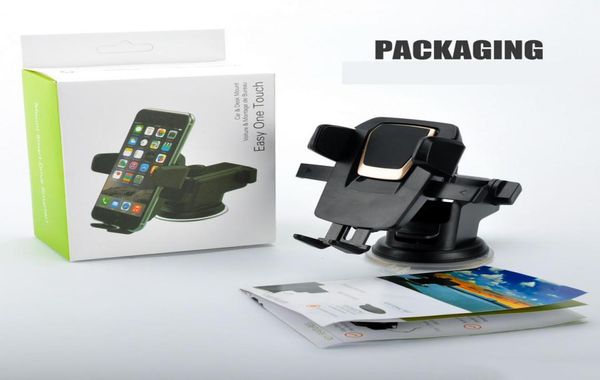 Universal 360 Graus Fácil One Touch Car Mount para iPhone X MAX Mão Inteligente Celular Titular Ventosa Cradle Stand Holders wi8694815