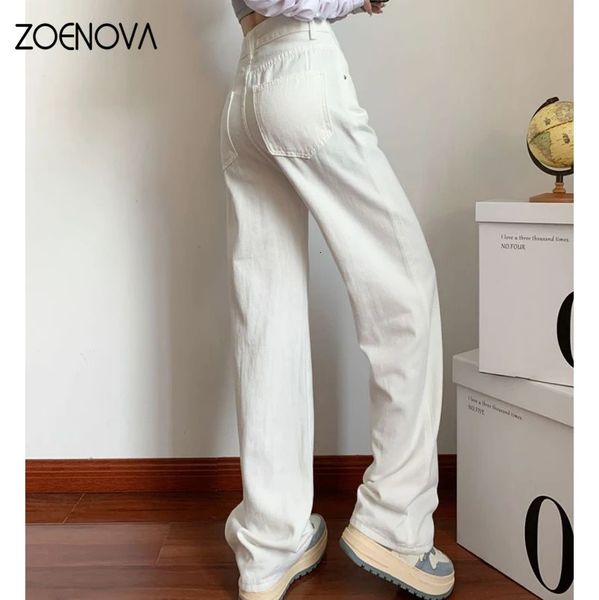 Zoenova Eleganti versatili jeans dritti sciolti gambe gambe larghe gambe casual high street style 240403