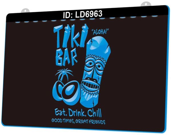 LD6963 Tiki Bar Drink Chill 3D Gravura LED Light Sign Whole Retail265S7415665