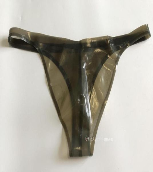 Men039s G Strings Sexy Transparent Black Fetish Latex Tback Tanga Front Crotch 3D Underwear in gomma su sarto 2933639