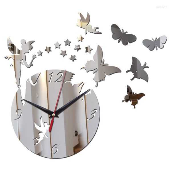 Relógios de parede Chegada 2024 Venda direta Espelho Sun Acrílico 3D decoração de casa Diy Crystal Quartz Clock Art Watch