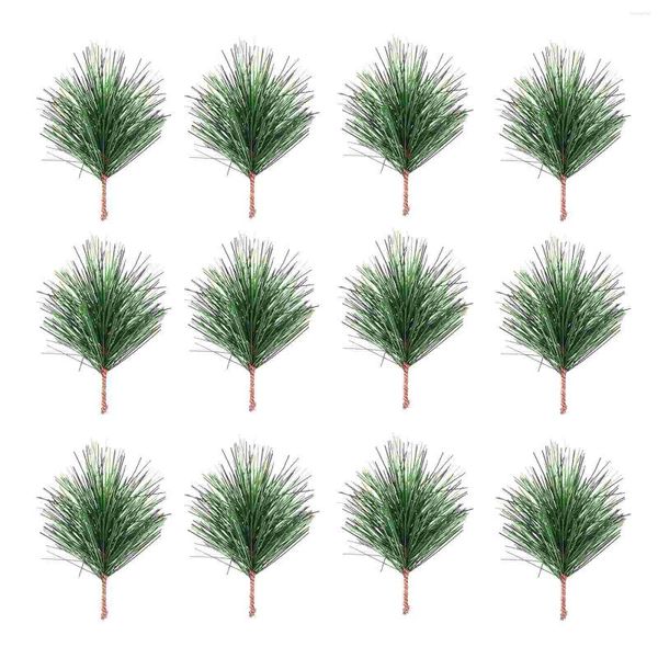 Fiori decorativi 24 pezzi piante da esterno rami di pino artificiale artigianato di natale rami verdi decorazioni scelte di ghirlanda di natale