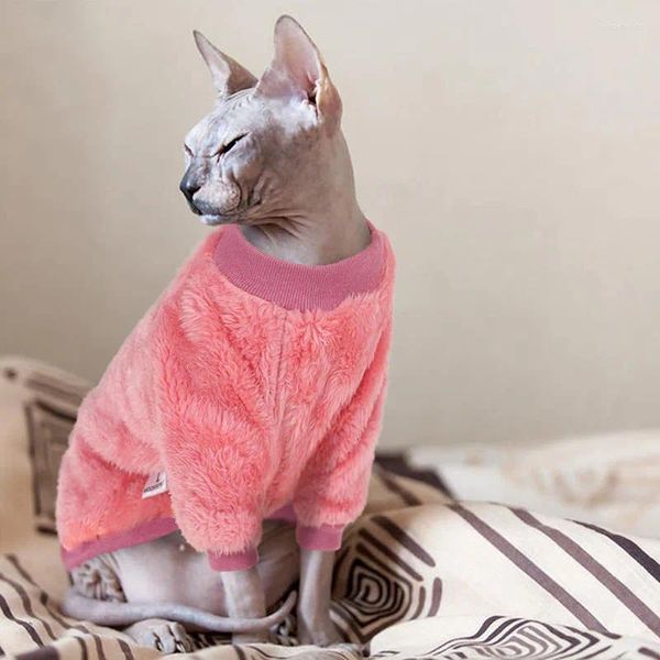 Costumi per gatti Vestiti senza peli Cappotto invernale caldo e spesso per Sphynx Morbido pullover in pelliccia sintetica Tutina Gattini Pigiama per animali domestici Abbigliamento