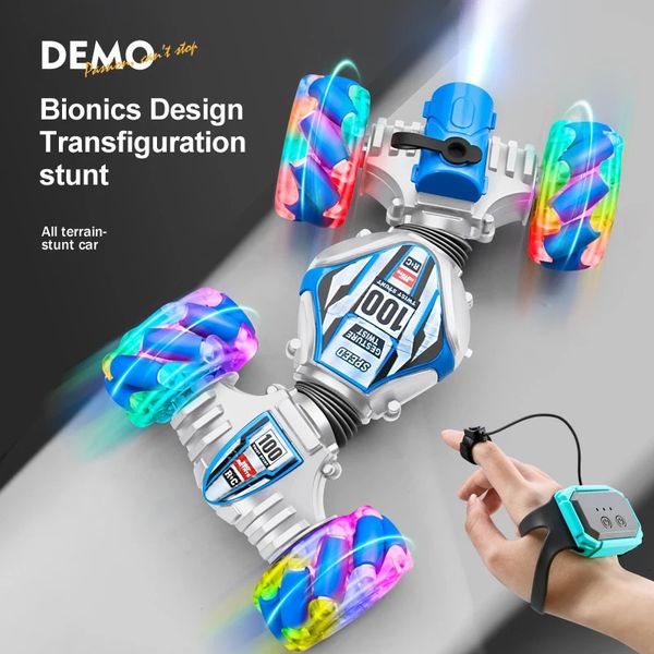 RC Fernbedienungssteuerauto Uhr Handgesten 360 ° drehen Offroad -Kletterstunt Auspuff BLOMTORCH MUSIC JOY Spielzeug Geschenk 240327