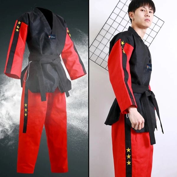 Produtos Karate 3 Starstakwondo uniforme TKD Manga longa Crianças roupas adultas Taekwondo DOBOK Artes Marciais Tae Kwon