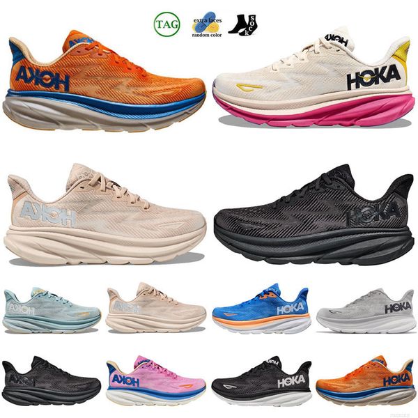 Sapatos infantis Hoka One Clifton 9 Running Shoe Toddler Designer tênis Hokas feminino triplo Cyclamen branco doce lilás lilás Sand meninos treinadores de meninos tamanho 22-35